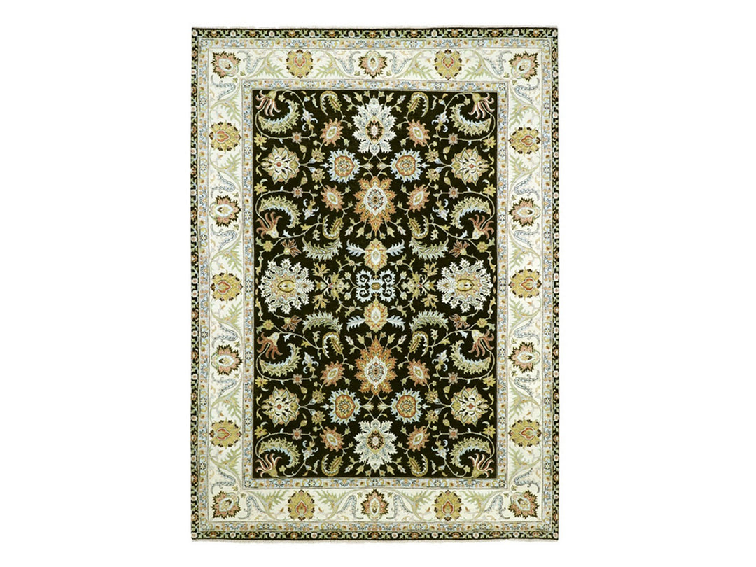8'11" x 12'5" New Hand Knotted Black Wool Rectangle Oriental Rug - MOA10283197