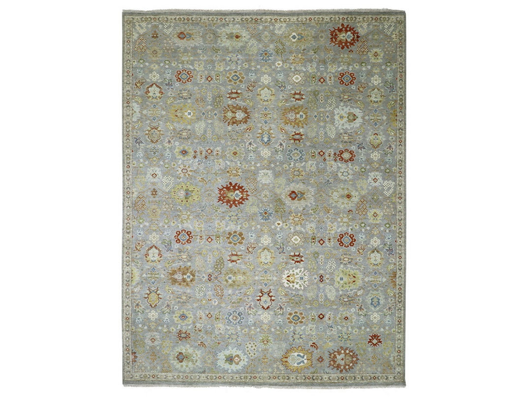 9'2" x 12'0" New Hand Knotted Grey Wool Rectangle Oriental Rug - MOA10283198