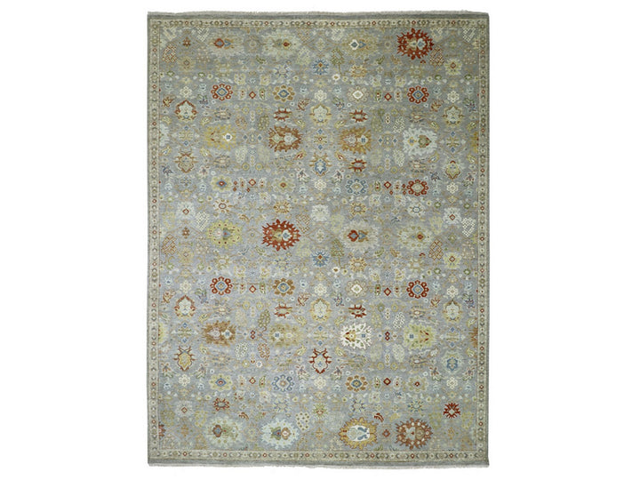 9'2" x 12'0" New Hand Knotted Grey Wool Rectangle Oriental Rug - MOA10283198