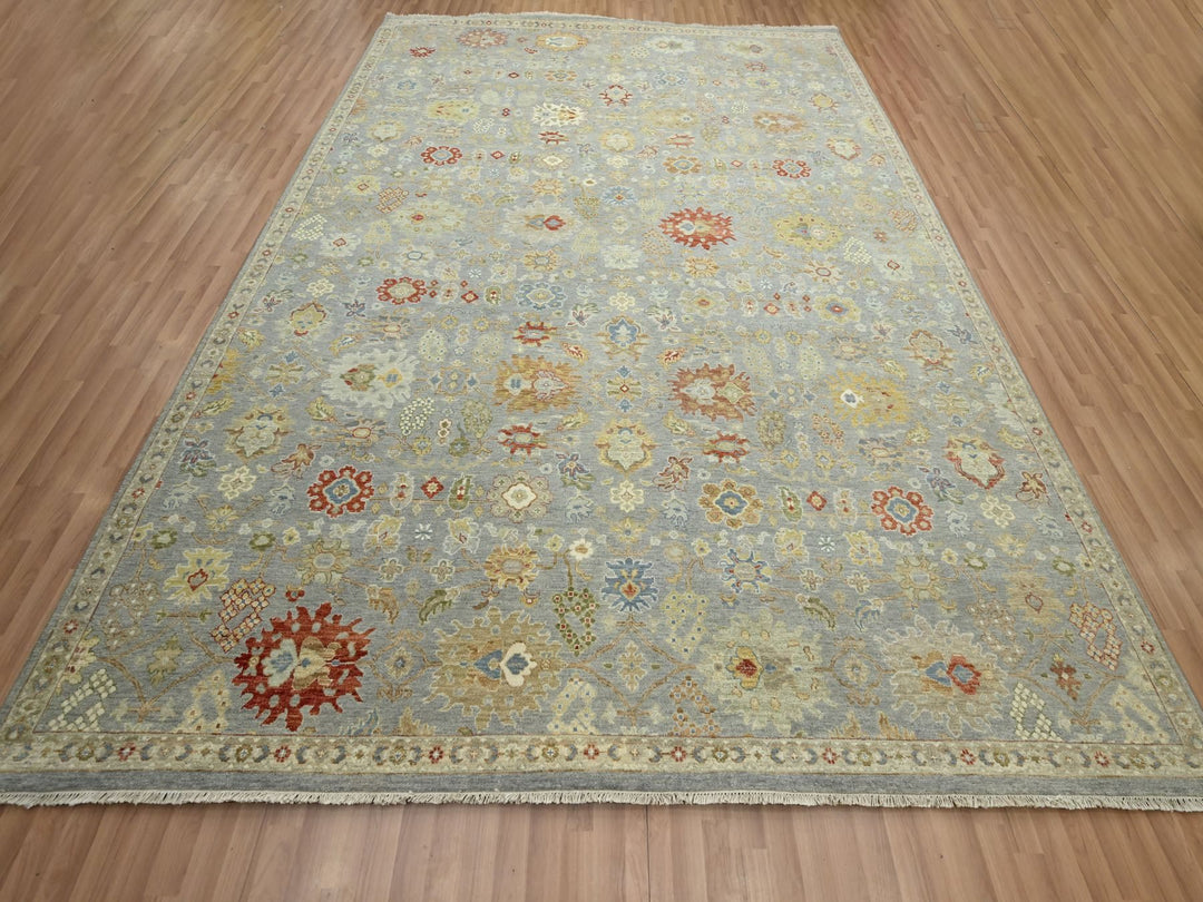 9'2" x 12'0" New Hand Knotted Grey Wool Rectangle Oriental Rug - MOA10283198
