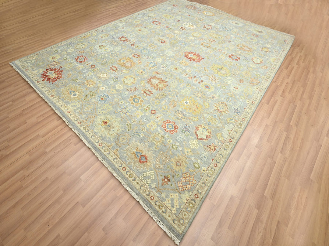9'2" x 12'0" New Hand Knotted Grey Wool Rectangle Oriental Rug - MOA10283198