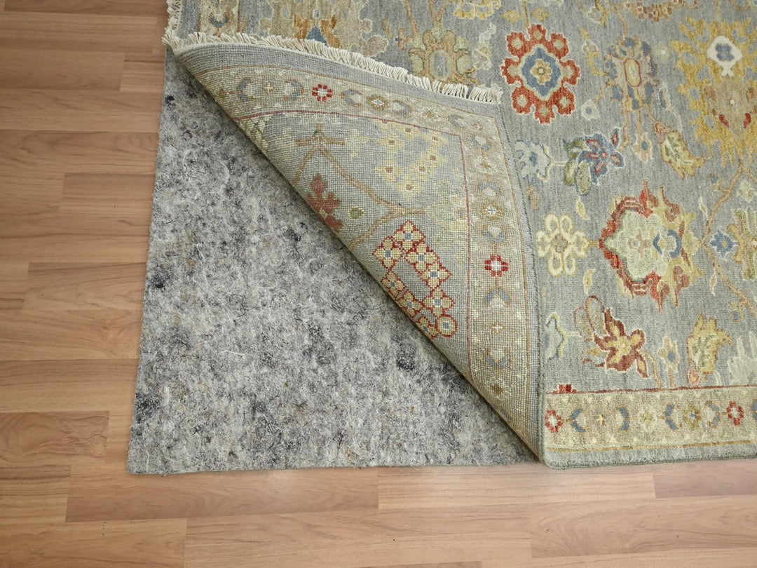 9'2" x 12'0" New Hand Knotted Grey Wool Rectangle Oriental Rug - MOA10283198