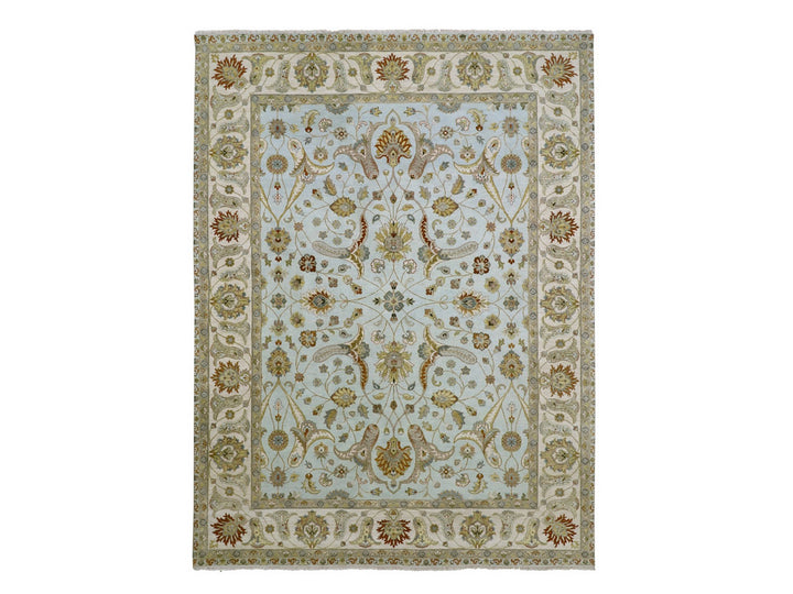9'0" x 12'0" New Hand Knotted Blue Wool Rectangle Oriental Rug - MOA10283199