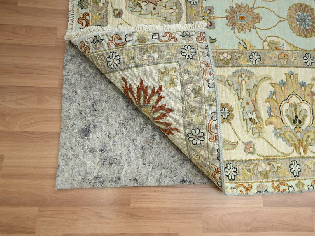 9'0" x 12'0" New Hand Knotted Blue Wool Rectangle Oriental Rug - MOA10283199