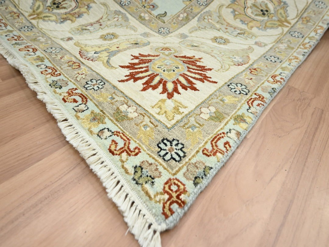 9'0" x 12'0" New Hand Knotted Blue Wool Rectangle Oriental Rug - MOA10283199
