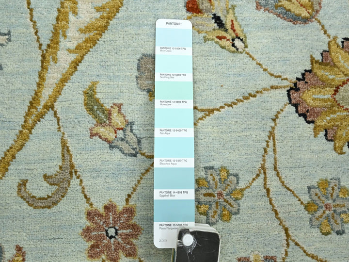 9'0" x 12'0" New Hand Knotted Blue Wool Rectangle Oriental Rug - MOA10283199