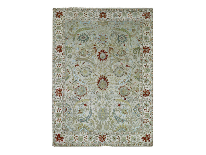 9'1" x 12'3" New Hand Knotted Grey Wool Rectangle Oriental Rug - MOA10283200