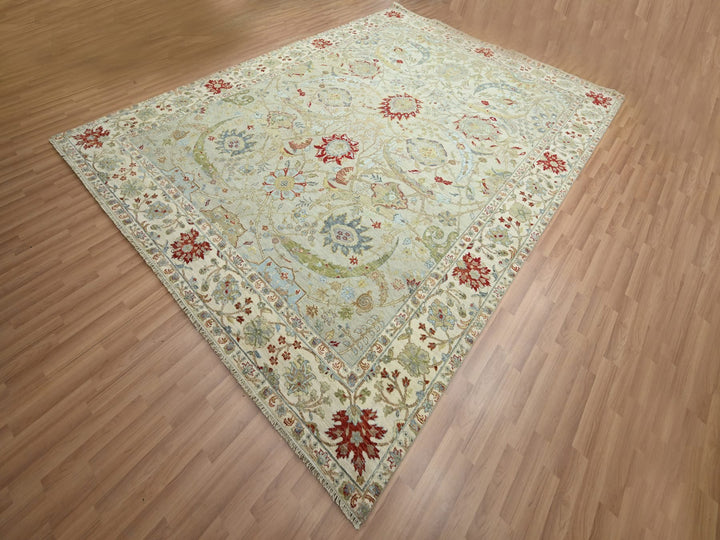 9'1" x 12'3" New Hand Knotted Grey Wool Rectangle Oriental Rug - MOA10283200