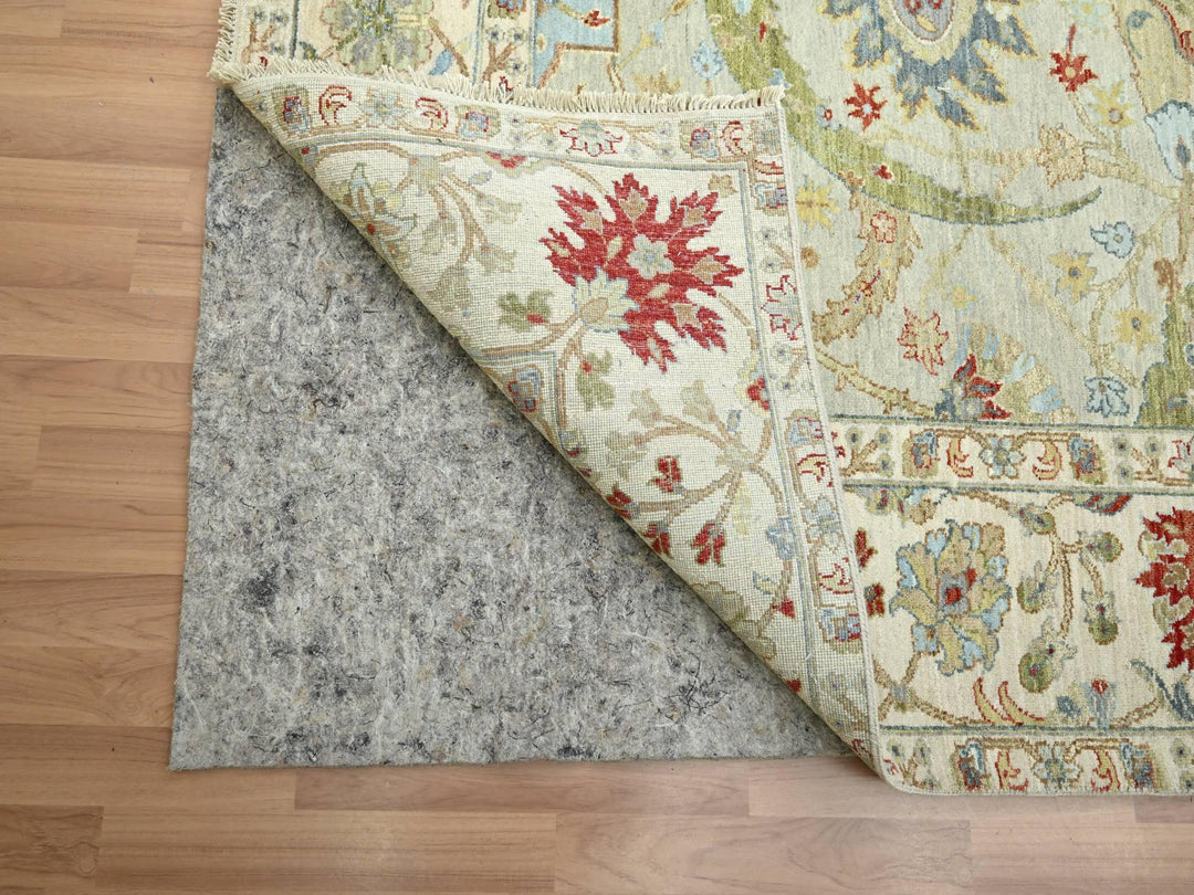 9'1" x 12'3" New Hand Knotted Grey Wool Rectangle Oriental Rug - MOA10283200