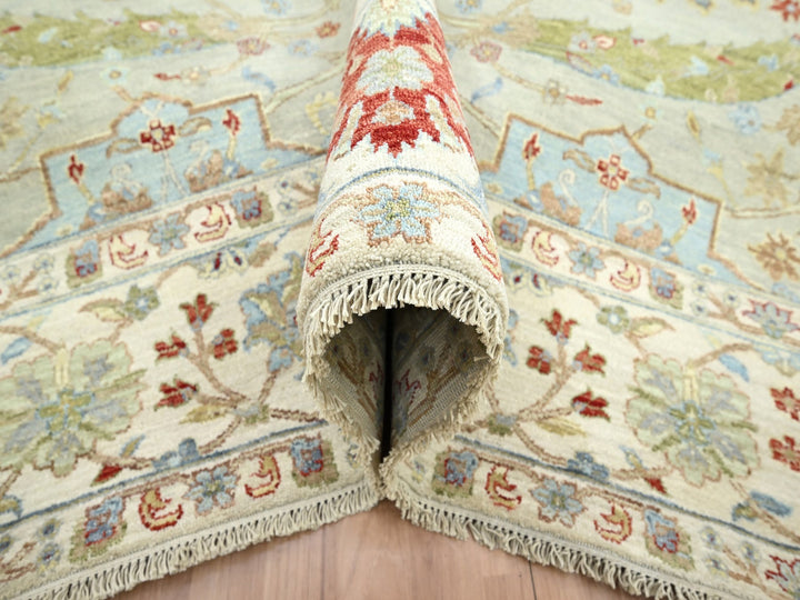 9'1" x 12'3" New Hand Knotted Grey Wool Rectangle Oriental Rug - MOA10283200