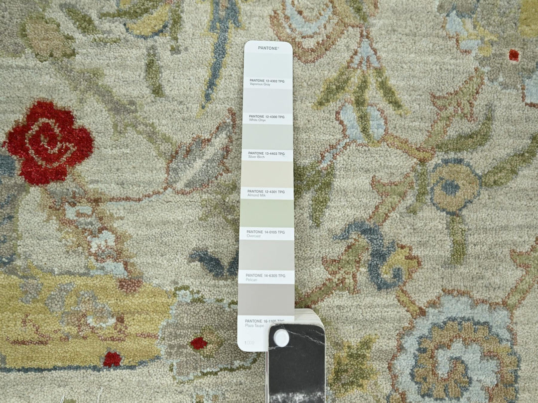 9'1" x 12'3" New Hand Knotted Grey Wool Rectangle Oriental Rug - MOA10283200