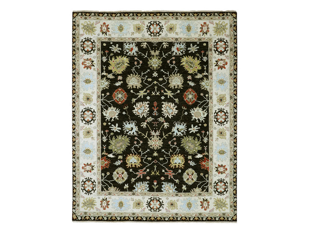7'11" x 10'1" New Hand Knotted Black Wool Rectangle Oriental Rug - MOA10283201