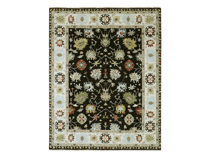 7'11" x 10'1" New Hand Knotted Black Wool Rectangle Oriental Rug - MOA10283201