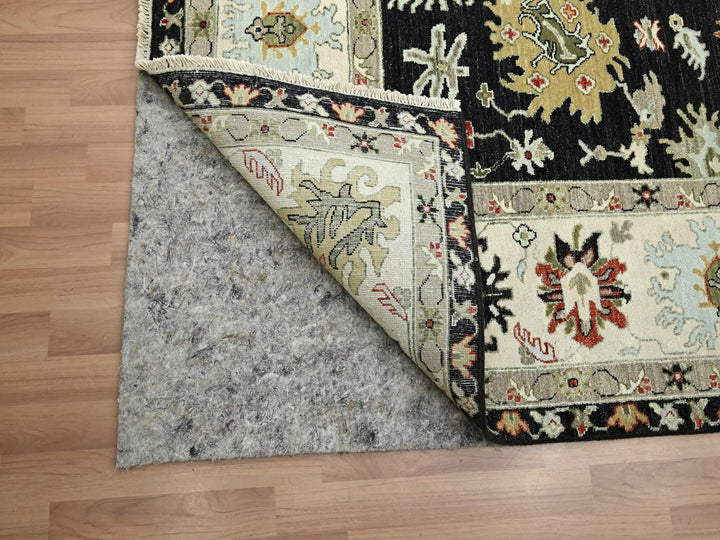 7'11" x 10'1" New Hand Knotted Black Wool Rectangle Oriental Rug - MOA10283201