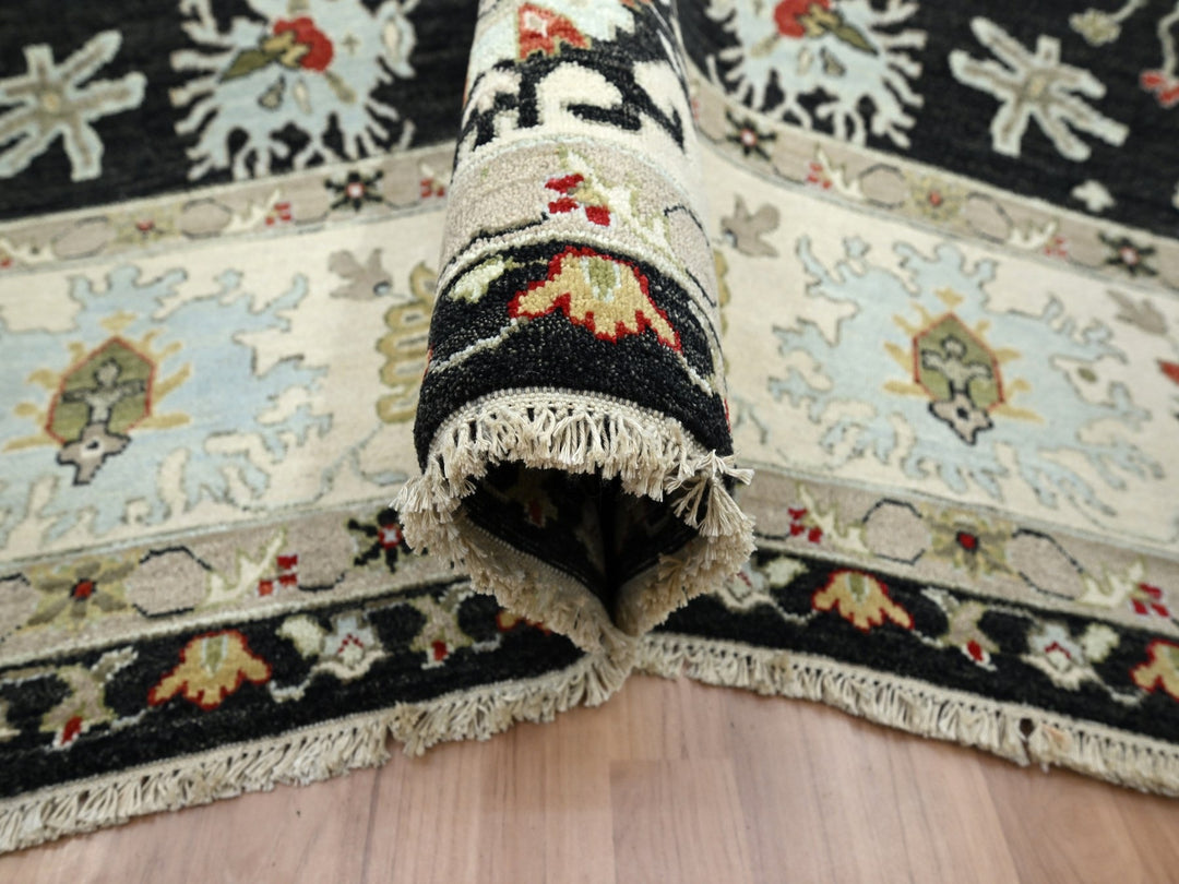 7'11" x 10'1" New Hand Knotted Black Wool Rectangle Oriental Rug - MOA10283201