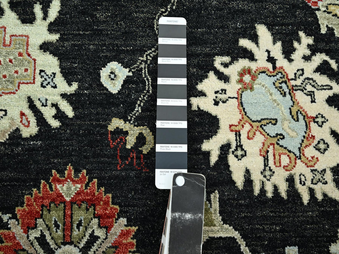 7'11" x 10'1" New Hand Knotted Black Wool Rectangle Oriental Rug - MOA10283201