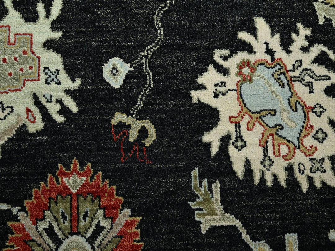 7'11" x 10'1" New Hand Knotted Black Wool Rectangle Oriental Rug - MOA10283201