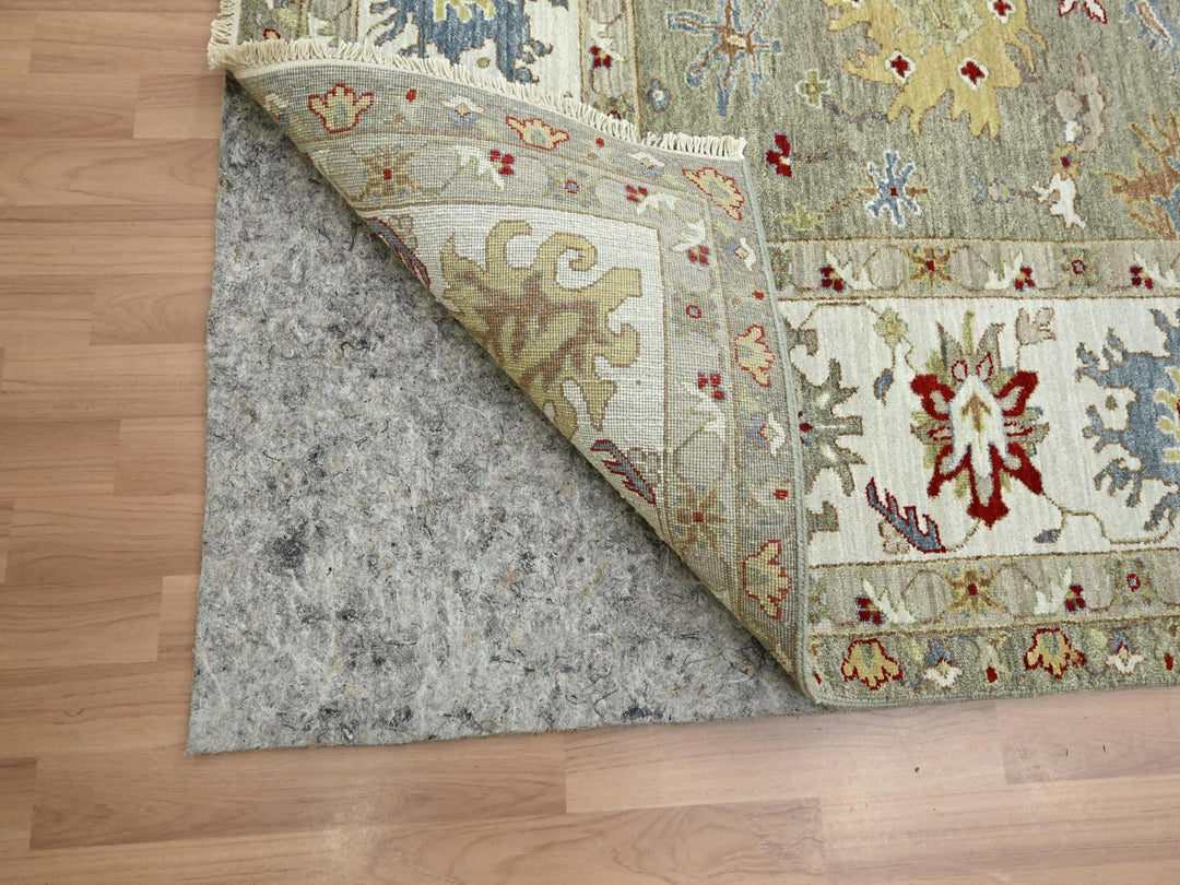 8'1" x 10'1" New Hand Knotted Grey Wool Rectangle Oriental Rug - MOA10283202