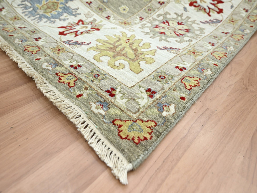 8'1" x 10'1" New Hand Knotted Grey Wool Rectangle Oriental Rug - MOA10283202