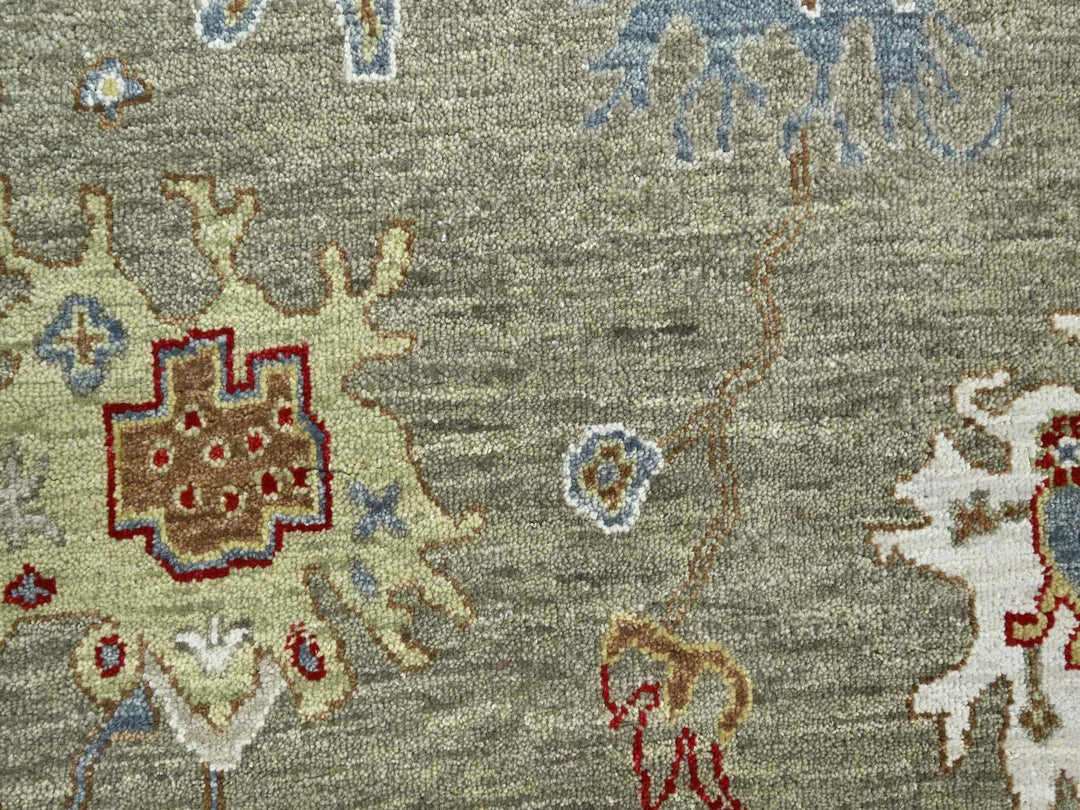 8'1" x 10'1" New Hand Knotted Grey Wool Rectangle Oriental Rug - MOA10283202