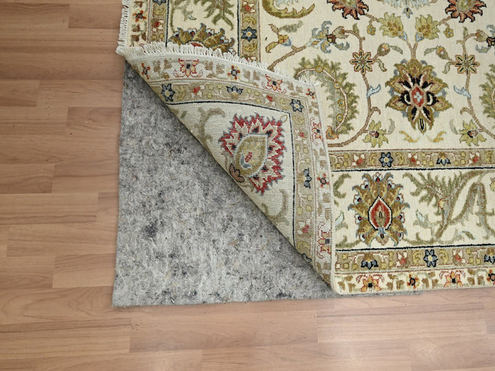 6'1" x 9'3" New Hand Knotted Ivory Wool Rectangle Oriental Rug - MOA10283205