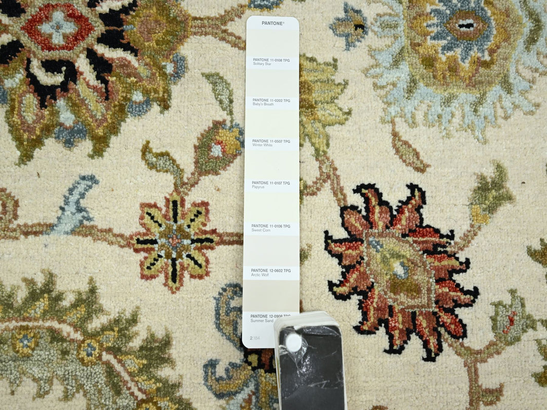 6'1" x 9'3" New Hand Knotted Ivory Wool Rectangle Oriental Rug - MOA10283205