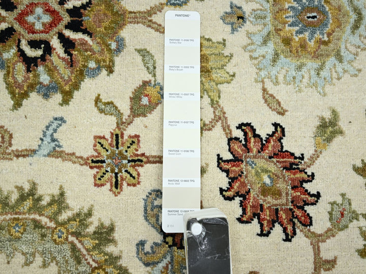 6'1" x 9'3" New Hand Knotted Ivory Wool Rectangle Oriental Rug - MOA10283205