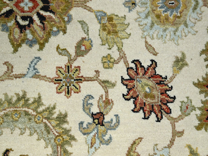 6'1" x 9'3" New Hand Knotted Ivory Wool Rectangle Oriental Rug - MOA10283205