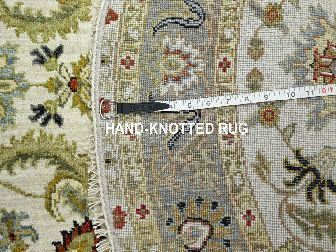 4'1" x 4'2" New Hand Knotted Ivory Wool Round Oriental Rug - MOA10283211
