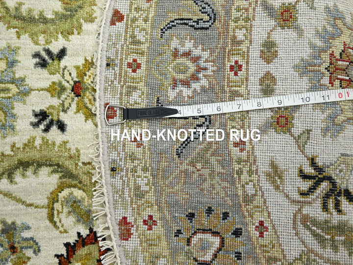 4'1" x 4'2" New Hand Knotted Ivory Wool Round Oriental Rug - MOA10283211