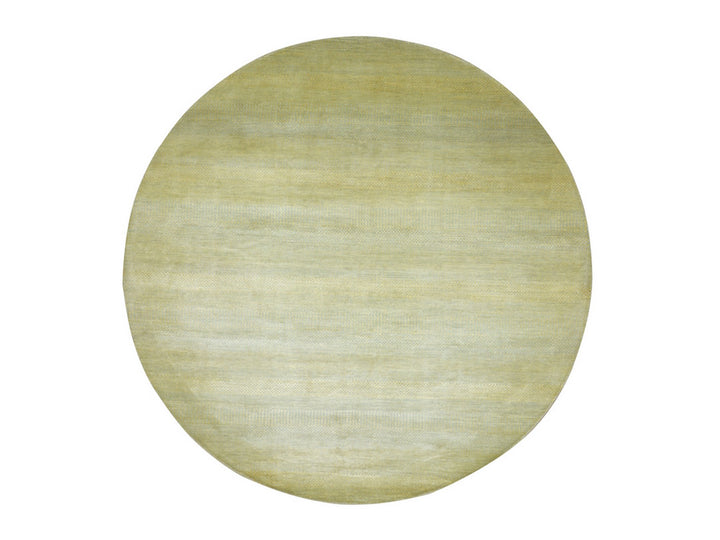 7'10" x 7'10" New Hand Knotted Yellow Wool & Silk Round Oriental Rug - MOA10283212