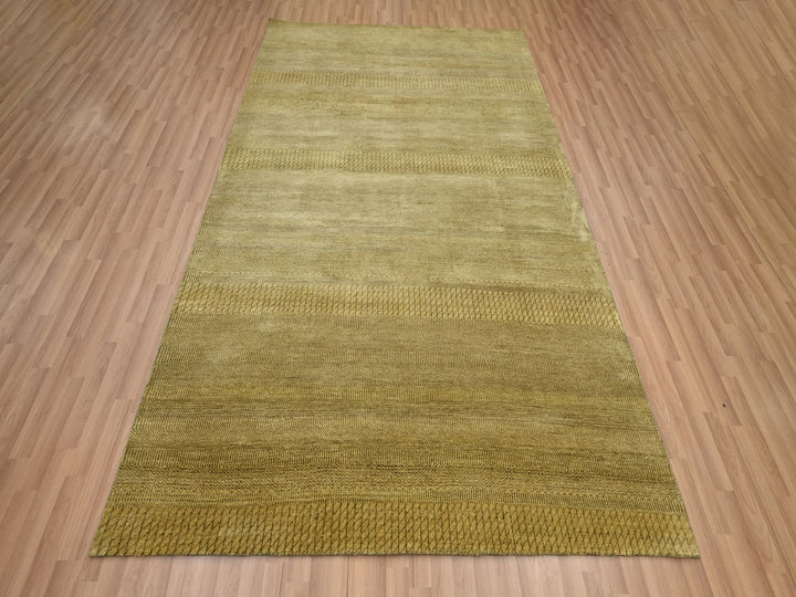 6'1" x 9'6" New Hand Knotted Brown Wool & Silk Rectangle Oriental Rug - MOA10283213