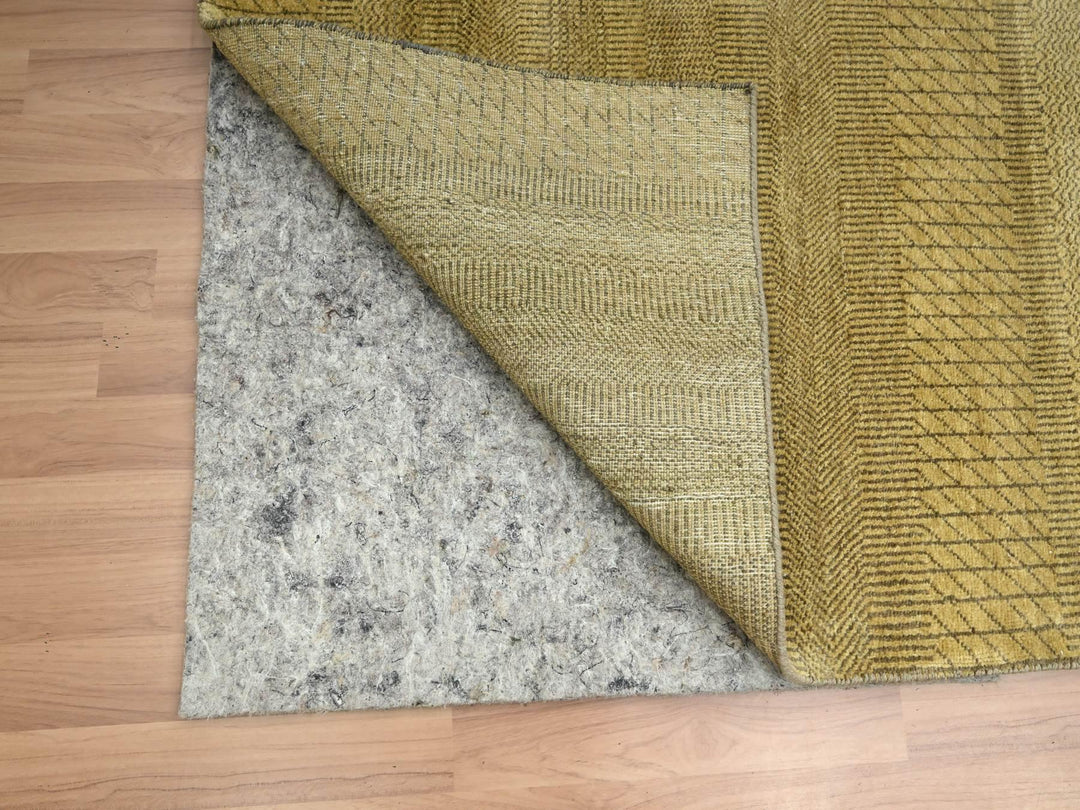 6'1" x 9'6" New Hand Knotted Brown Wool & Silk Rectangle Oriental Rug - MOA10283213