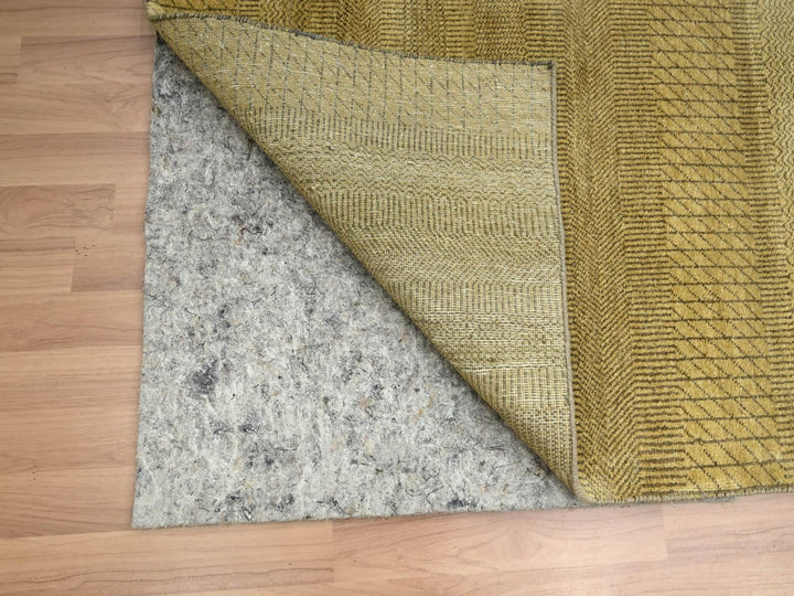 6'1" x 9'6" New Hand Knotted Brown Wool & Silk Rectangle Oriental Rug - MOA10283213