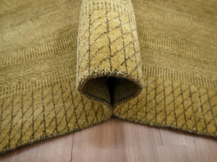 6'1" x 9'6" New Hand Knotted Brown Wool & Silk Rectangle Oriental Rug - MOA10283213