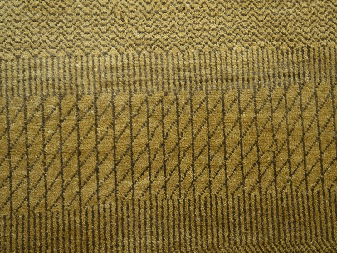 6'1" x 9'6" New Hand Knotted Brown Wool & Silk Rectangle Oriental Rug - MOA10283213