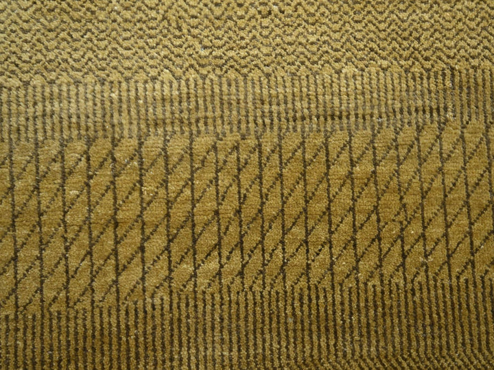 6'1" x 9'6" New Hand Knotted Brown Wool & Silk Rectangle Oriental Rug - MOA10283213