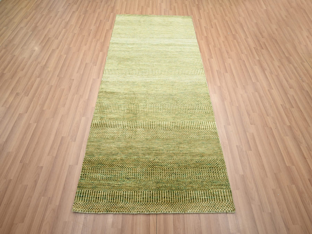 3'10" x 8'0" New Hand Knotted Brown Wool & Silk Runner Oriental Rug - MOA10283219