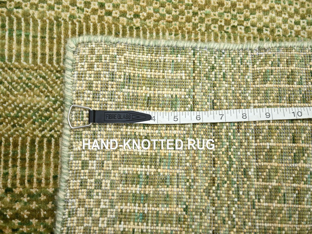 3'10" x 8'0" New Hand Knotted Brown Wool & Silk Runner Oriental Rug - MOA10283219