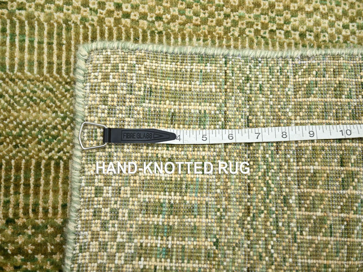 3'10" x 8'0" New Hand Knotted Brown Wool & Silk Runner Oriental Rug - MOA10283219