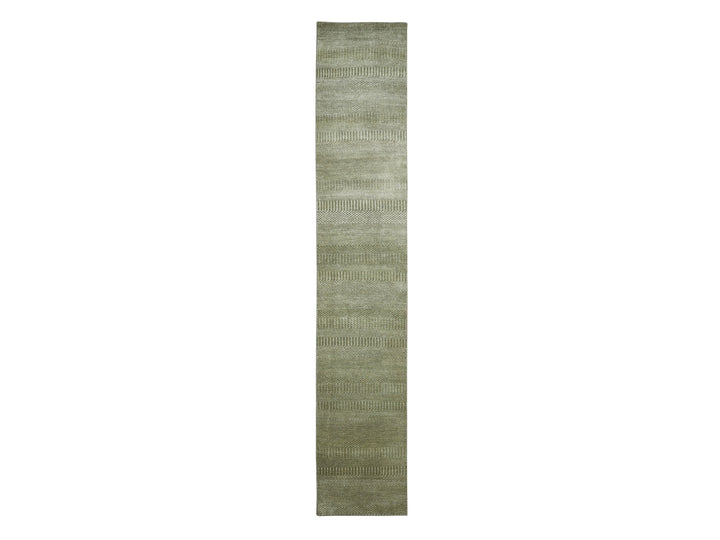 2'5" x 13'6" New Hand Knotted Grey Wool & Silk Runner Oriental Rug - MOA10283220