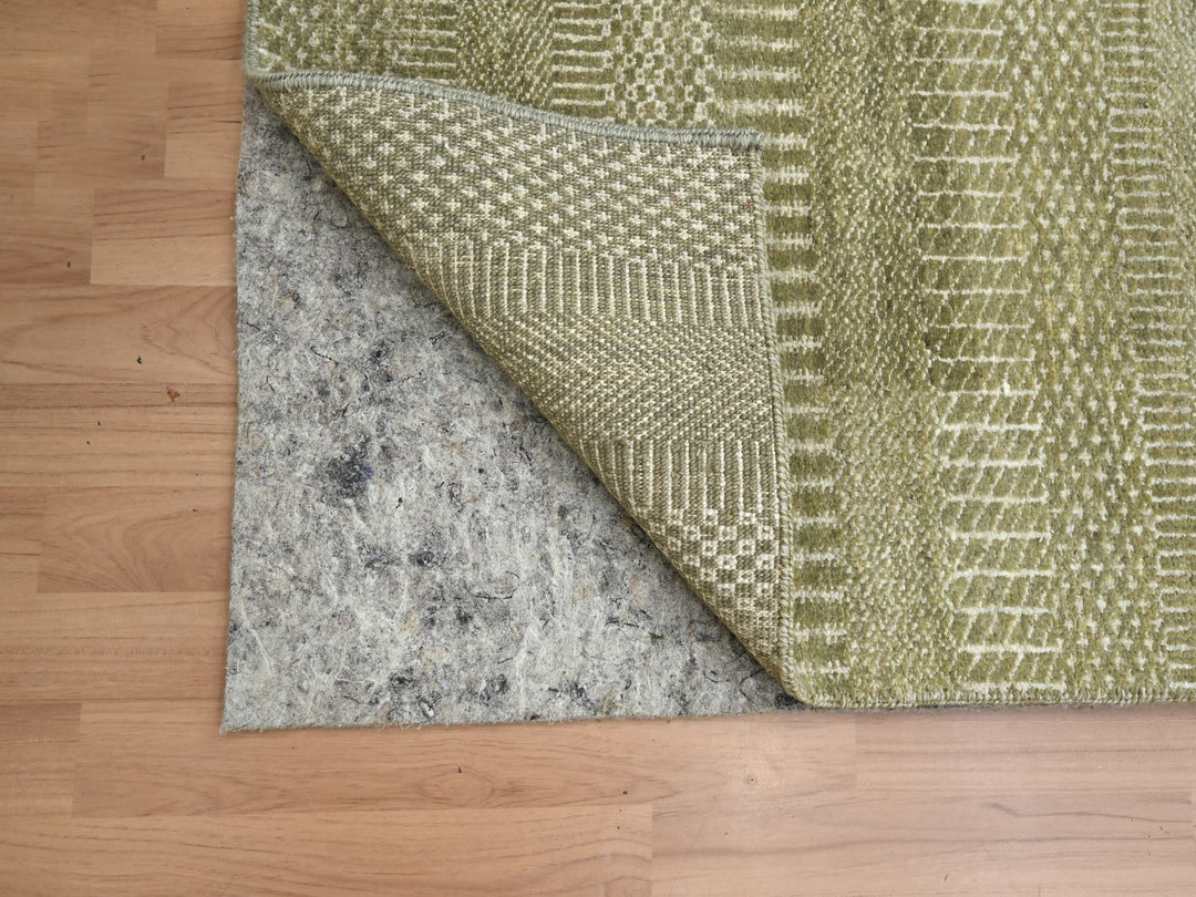 2'5" x 13'6" New Hand Knotted Grey Wool & Silk Runner Oriental Rug - MOA10283220