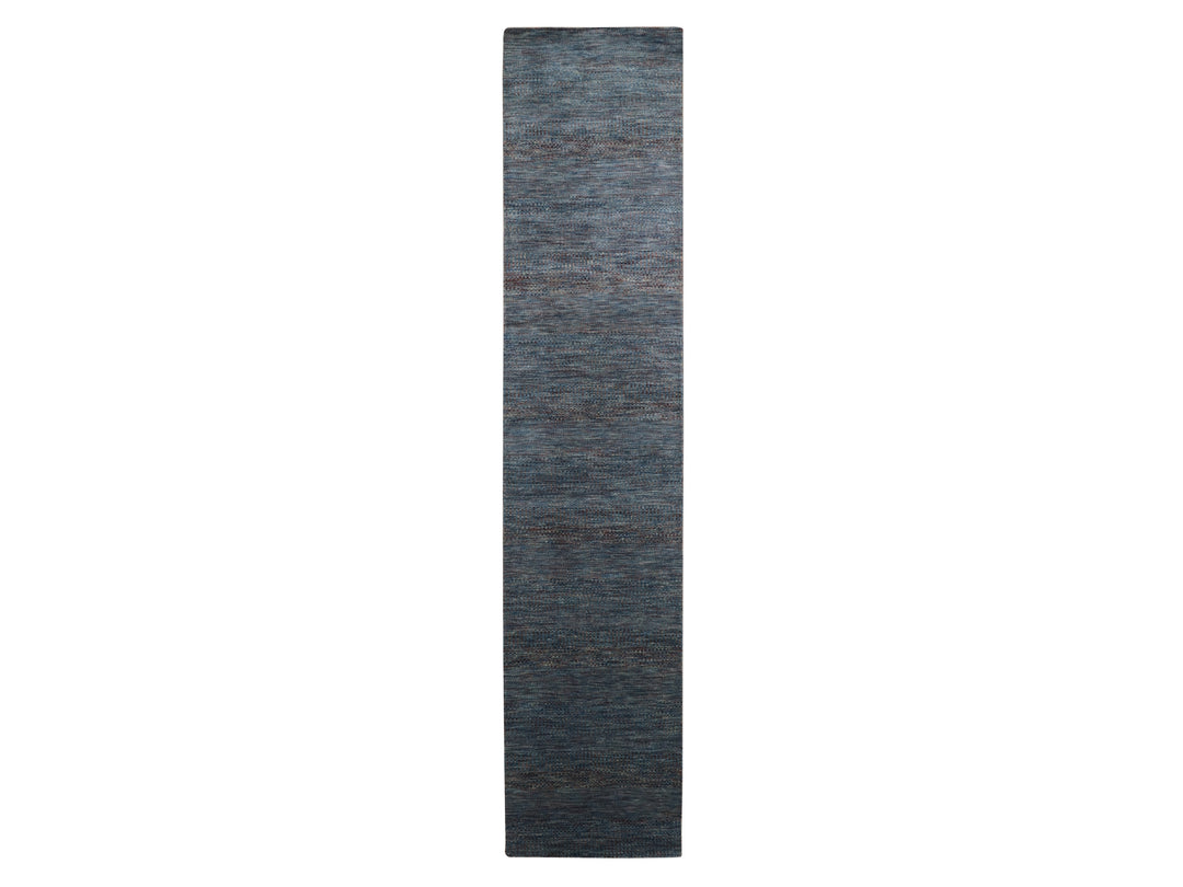 2'7" x 12'2" New Hand Knotted Blue Wool & Silk Runner Oriental Rug - MOA10283221