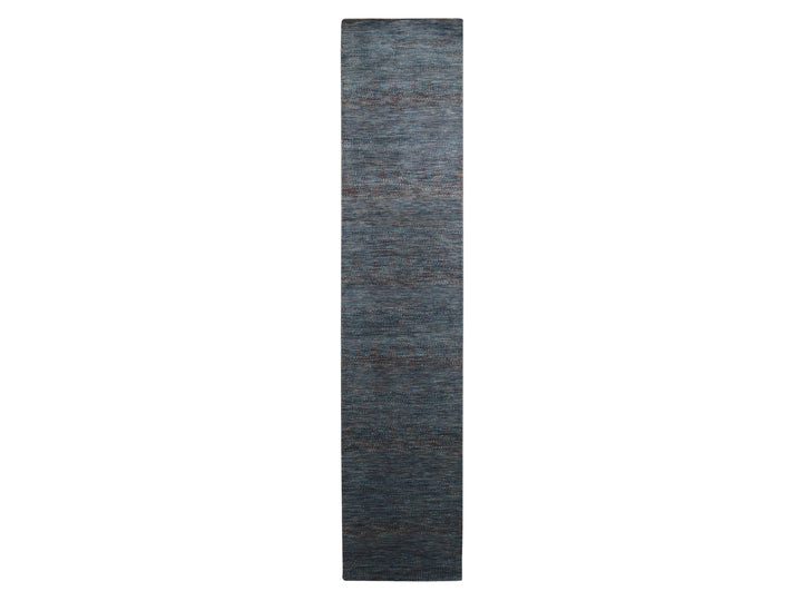 2'7" x 12'2" New Hand Knotted Blue Wool & Silk Runner Oriental Rug - MOA10283221