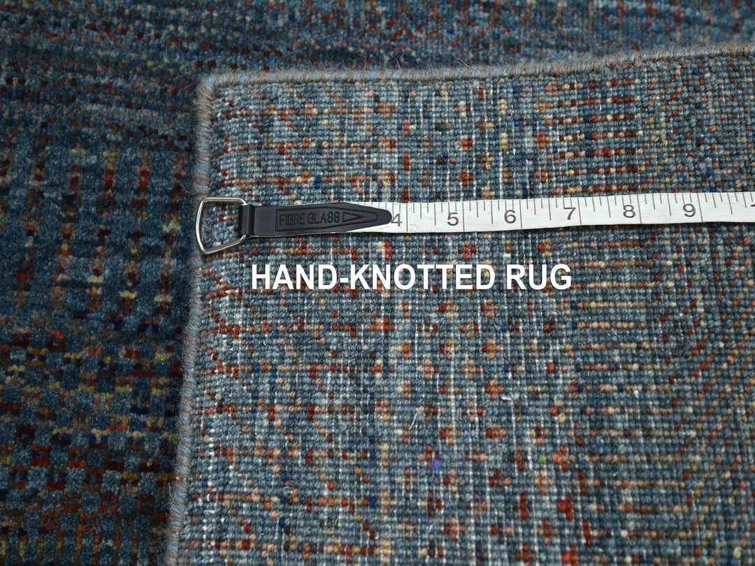 2'7" x 12'2" New Hand Knotted Blue Wool & Silk Runner Oriental Rug - MOA10283221