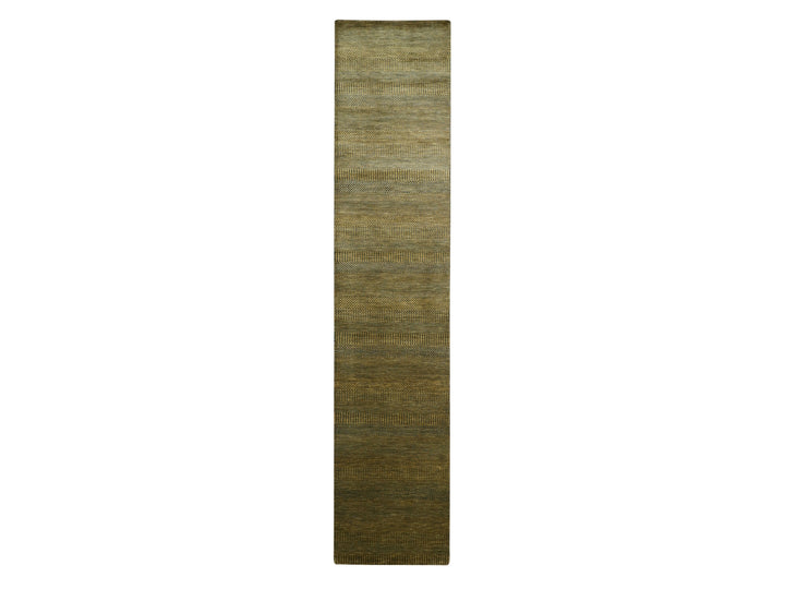 2'8" x 12'2" New Hand Knotted Brown Wool & Silk Runner Oriental Rug - MOA10283222