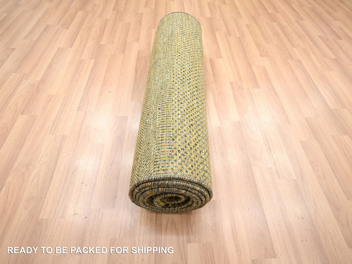 2'8" x 12'2" New Hand Knotted Brown Wool & Silk Runner Oriental Rug - MOA10283222