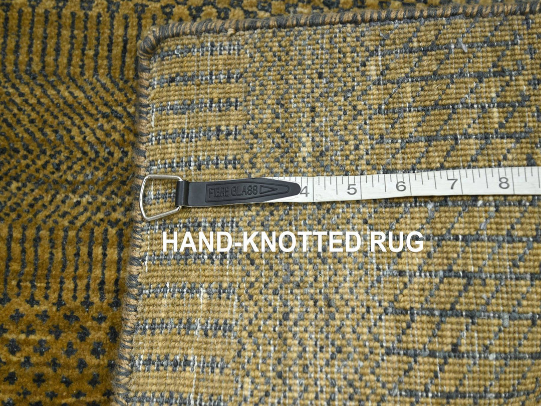 2'8" x 12'2" New Hand Knotted Brown Wool & Silk Runner Oriental Rug - MOA10283222