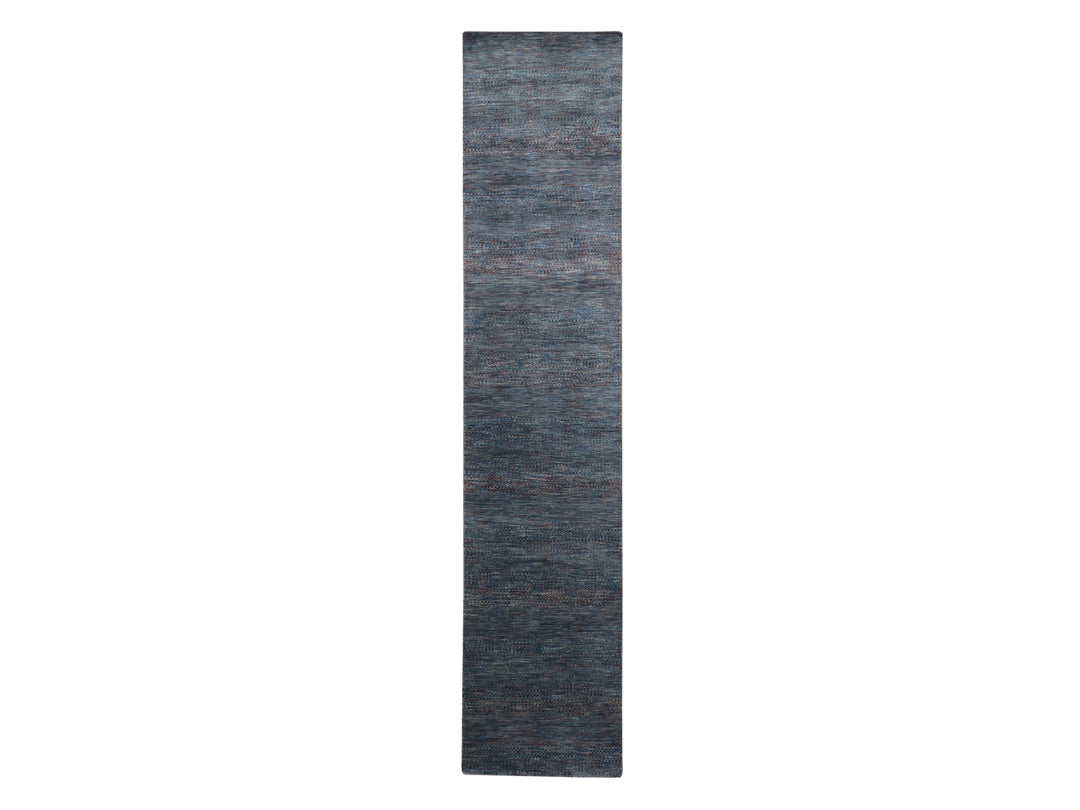 2'7" x 12'3" New Hand Knotted Blue Wool & Silk Runner Oriental Rug - MOA10283223