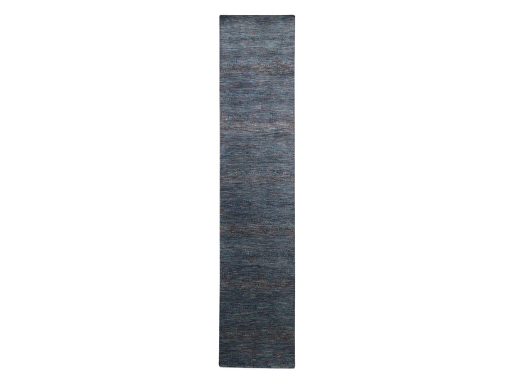 2'7" x 12'3" New Hand Knotted Blue Wool & Silk Runner Oriental Rug - MOA10283223
